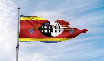 Ilustración 3d de una bandera de eswatini - bandera de tela ondeante realista.. foto