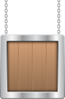 Wooden hanging board with metallic frame clipart design illustration png