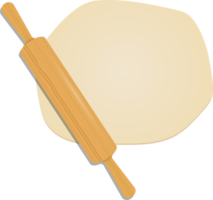 mattarello in legno sull'illustrazione di disegno clipart di pasta