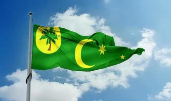 Cocos Islands flag - realistic waving fabric flag. photo