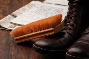 Brush and leather boots photo