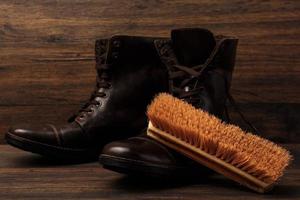 Brush and leather boots photo