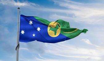 Christmas Island flag - realistic waving fabric flag. photo