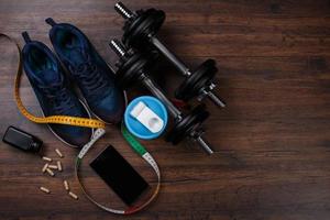Different items for fitness photo
