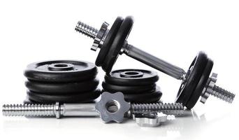 Dumbbells on white background photo