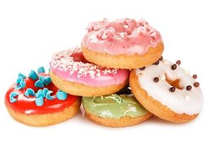 Colorful donuts on white backgrund photo
