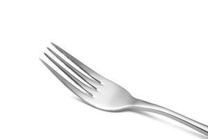 The metal shiny fork on white photo