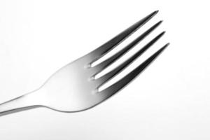 The metal shiny fork on white photo