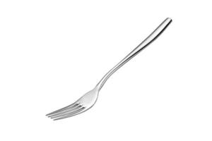 The metal shiny fork on white photo