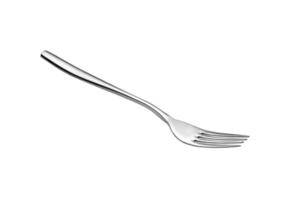 el tenedor de metal brillante en blanco foto