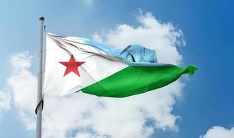 Djibouti flag - realistic waving fabric flag. photo