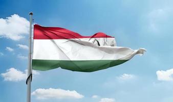 Hungary flag - realistic waving fabric flag. photo