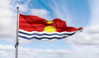 Kiribati flag - realistic waving fabric flag. photo