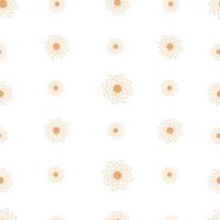 Seamless pattern with autumn abstract flowers in warm pastel colors isolated on white background in flat cartoon style vector
