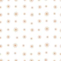 Seamless pattern with autumn small abstract flowers in warm pastel colors isolated on white background in flat cartoon style vector