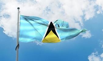 Saint Lucia flag - realistic waving fabric flag. photo