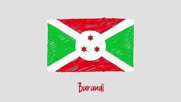 marqueur de drapeau national du burundi ou vidéo d'illustration de croquis au crayon video