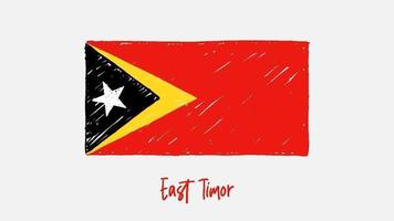 marqueur de drapeau national du timor oriental ou vidéo d'illustration de croquis au crayon video