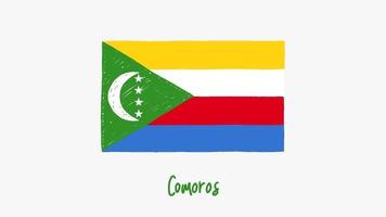 Comoros National Country Flag Marker or Pencil Sketch Illustration Video