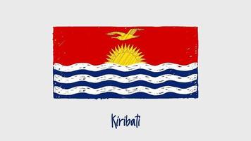 marcador de la bandera del país nacional de kiribati o video de ilustración de boceto a lápiz