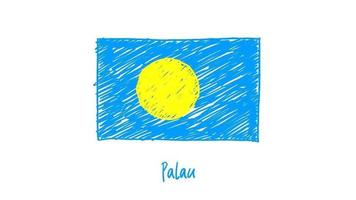 Palau National Country Flag Marker or Pencil Sketch Illustration Video