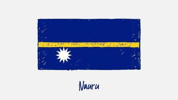 Nauru National Country Flag Marker or Pencil Sketch Illustration Video