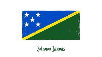 marqueur de drapeau national des îles salomon ou vidéo d'illustration de croquis au crayon