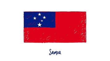 samoa nationella flagga markör eller pennskiss illustration video