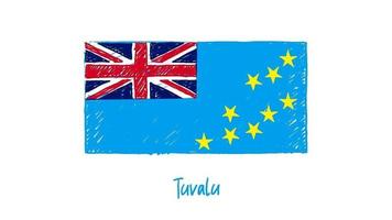 marcador de bandera nacional de país de tuvalu o video de ilustración de boceto a lápiz