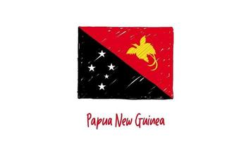 papouasie nouvelle guinée drapeau national marqueur ou croquis au crayon vidéo d'illustration