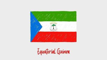 marcador de bandeira nacional do país da guiné equatorial ou vídeo de ilustração de esboço a lápis video