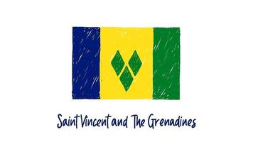 Saint Vincent and The Grenadines National Country Flag Marker or Pencil Sketch Illustration Video