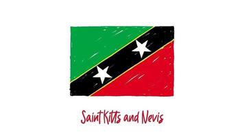 Saint Kitts and Nevis National Country Flag Marker or Pencil Sketch Illustration Video