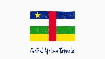 marcador de bandeira do país nacional da república centro-africana ou vídeo de ilustração de esboço a lápis video