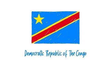 demokratiska republiken Kongo nationella flaggmarkör eller pennskiss illustrationsvideo video