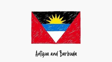 marqueur de drapeau national antigua et barbuda ou vidéo d'illustration de croquis au crayon video