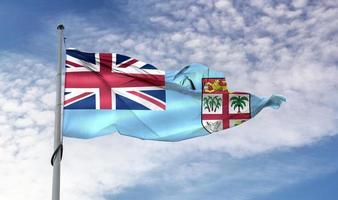 Fiji flag - realistic waving fabric flag. photo