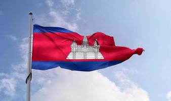 Cambodia flag - realistic waving fabric flag. photo