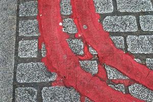 Detailed close up on old historical cobblestone roads and walkways photo