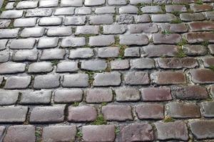 Detailed close up on old historical cobblestone roads and walkways photo