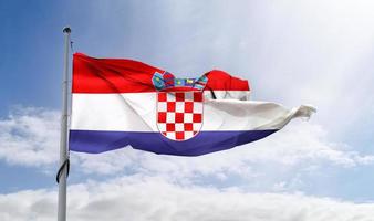 Croatia flag - realistic waving fabric flag. photo