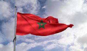 Morocco flag - realistic waving fabric flag. photo