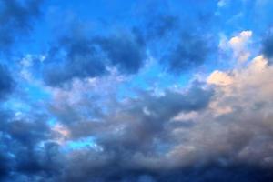 Beautiful panorama of orange and yellow clouds at sunrise photo