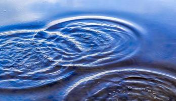 Beautiful water at a lake with splashing water and ripples on the surface with clouds and blue sky reflections photo