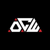 OCW triangle letter logo design with triangle shape. OCW triangle logo design monogram. OCW triangle vector logo template with red color. OCW triangular logo Simple, Elegant, and Luxurious Logo. OCW