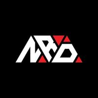 NRD triangle letter logo design with triangle shape. NRD triangle logo design monogram. NRD triangle vector logo template with red color. NRD triangular logo Simple, Elegant, and Luxurious Logo. NRD