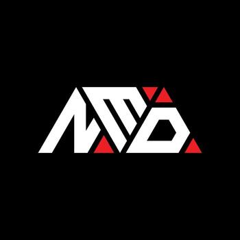 NMD triangle letter logo design with triangle shape. NMD triangle logo design monogram. NMD triangle vector logo template with red color. NMD triangular logo Simple, Elegant, and Luxurious Logo. NMD