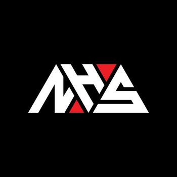 NHS triangle letter logo design with triangle shape. NHS triangle logo design monogram. NHS triangle vector logo template with red color. NHS triangular logo Simple, Elegant, and Luxurious Logo. NHS