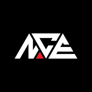 NCE triangle letter logo design with triangle shape. NCE triangle logo design monogram. NCE triangle vector logo template with red color. NCE triangular logo Simple, Elegant, and Luxurious Logo. NCE
