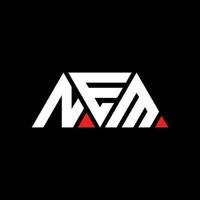 NEM triangle letter logo design with triangle shape. NEM triangle logo design monogram. NEM triangle vector logo template with red color. NEM triangular logo Simple, Elegant, and Luxurious Logo. NEM